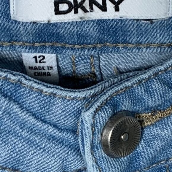 DKNY Girls 12 Skinny Distressed Ripped Stretch Blue Denim Jeans - Picture 8 of 10